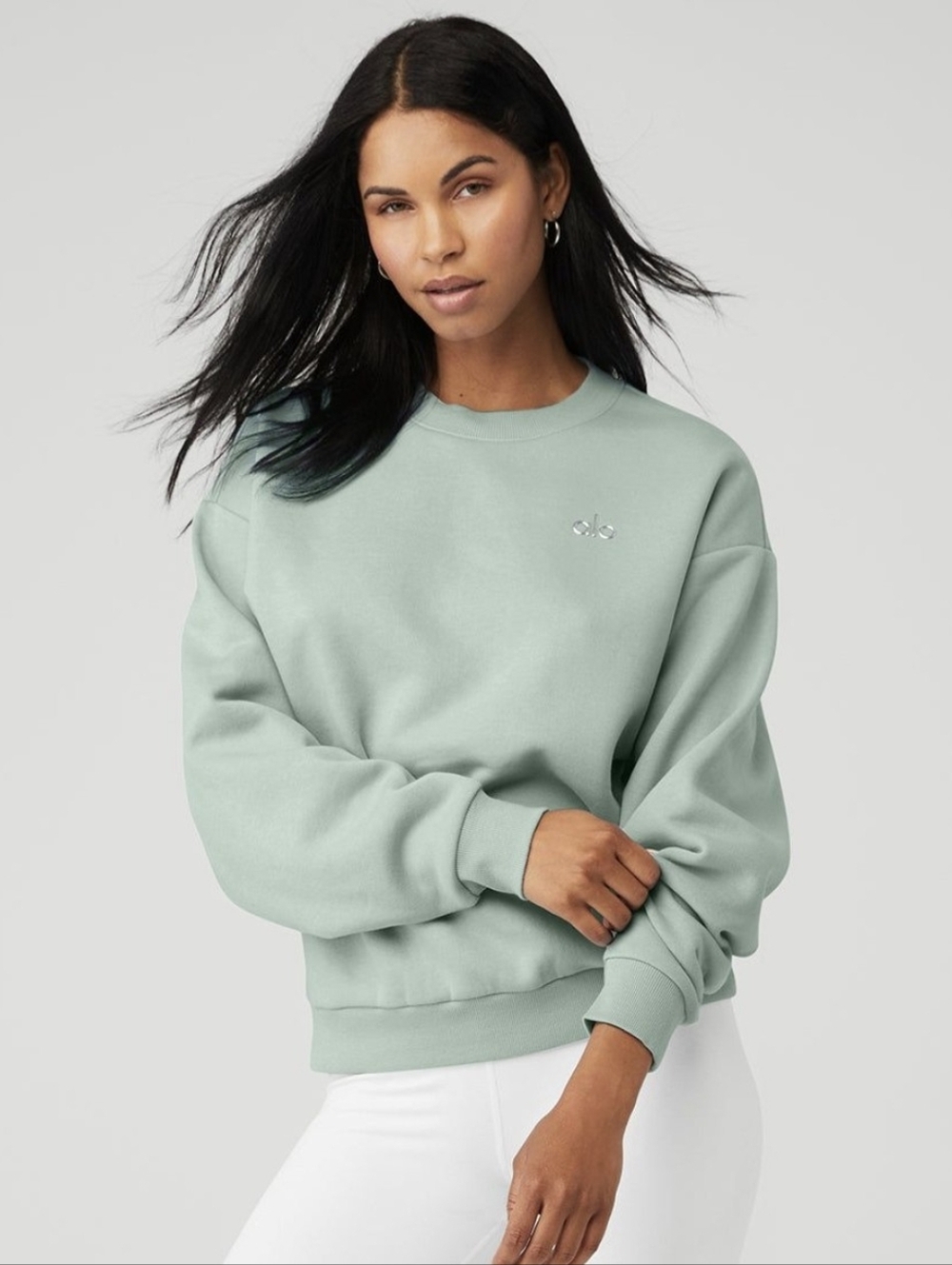 ALO Yoga Accolade Oversized Crewneck Sweatshirt Greenish Gray Small